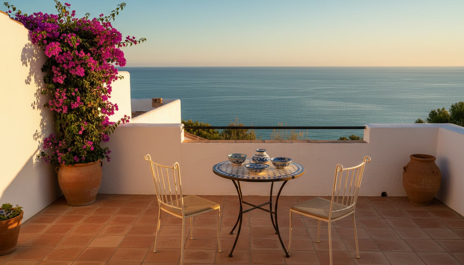 Terraza de una vivienda en Altea con vistas al Mediterráneo